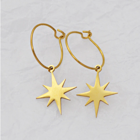 Mini créoles « STELLA » étoiles 8 branches 14€