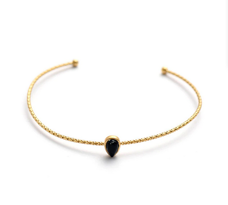 BRACELET JONC « ALVINA » Acier/Pierre noire 15€