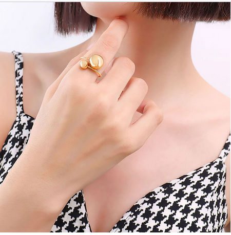 Bague « BULLE » fantaisie, acier doré 16€