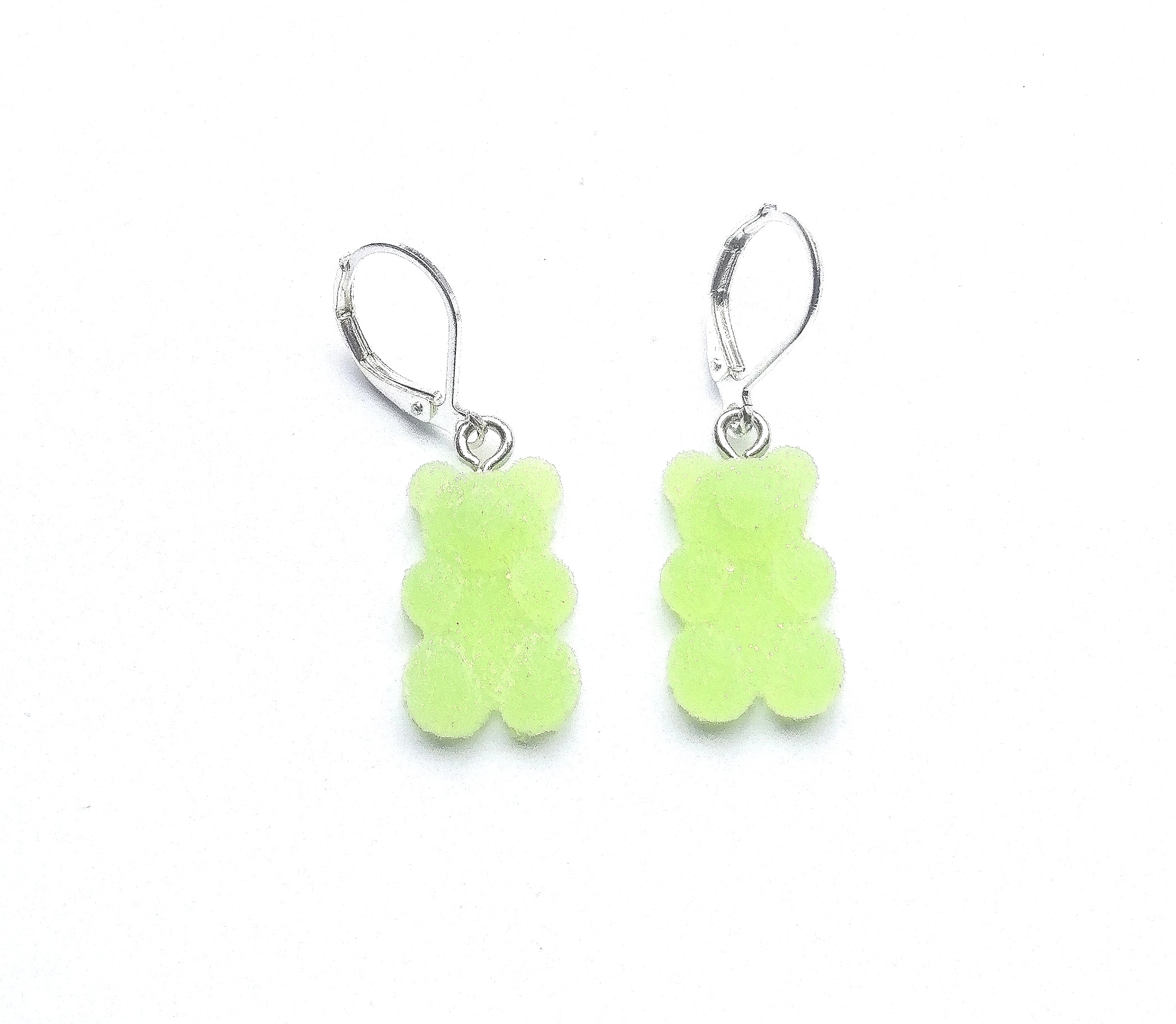 Boucles d’oreilles « OURSON »résine vert 7€