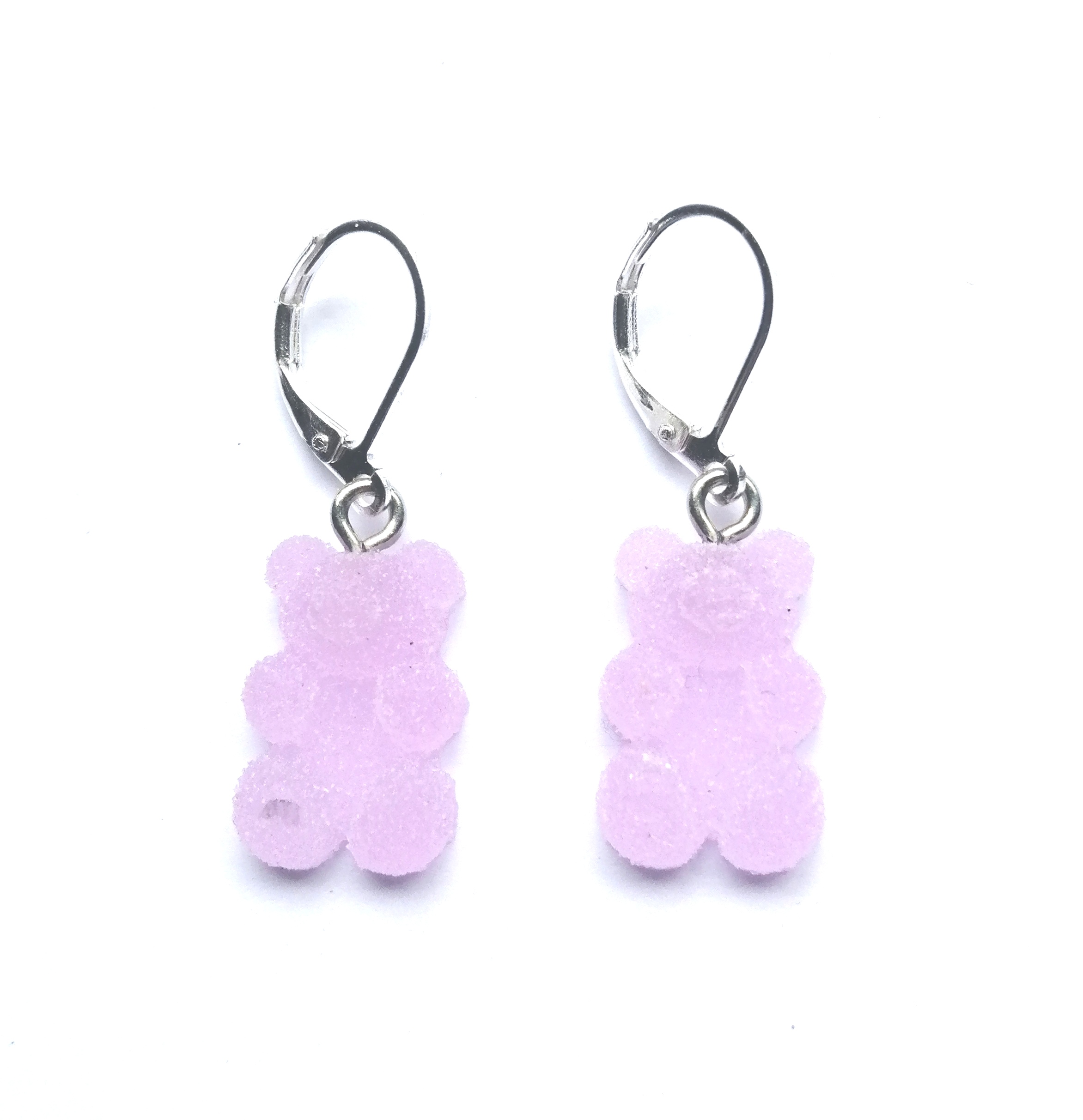 Boucles d’oreilles « OURSON » résine mauve 7€