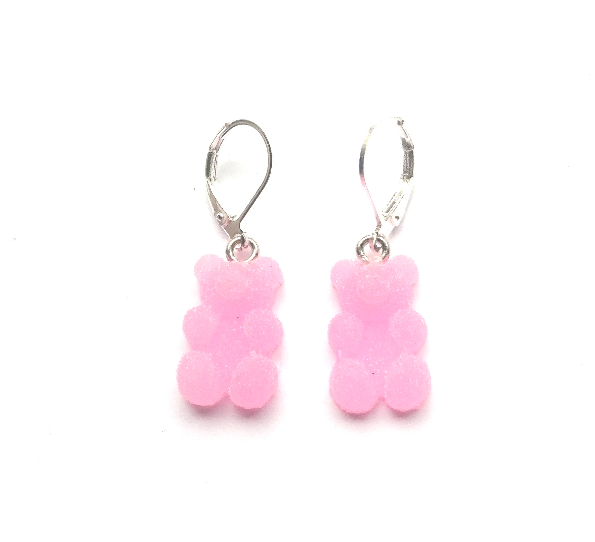 Boucles d’oreilles « OURSON »résine rose vif 7€