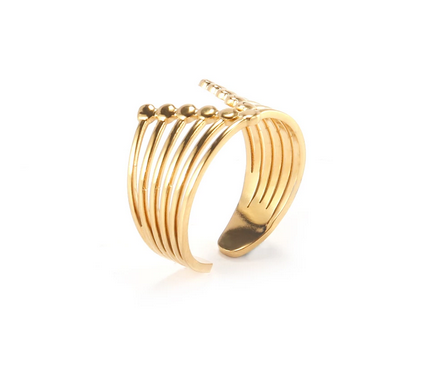 Bague V « Kaya » acier doré 15€